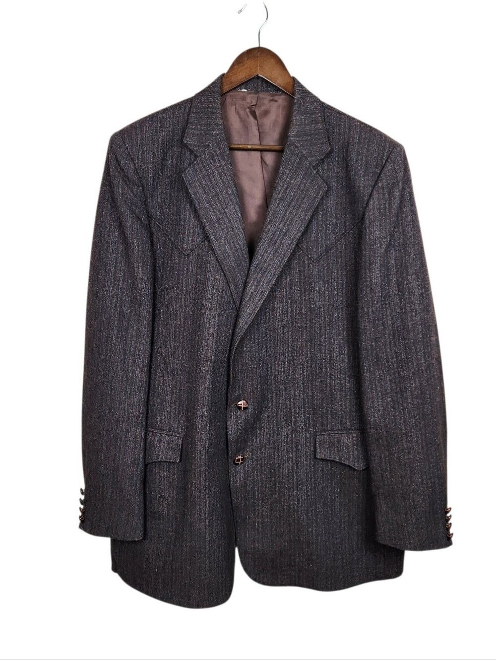 Luskey's Cowboy Western Brown Metallic Blazer Sport Coat Men's Size 48 Long 48L
